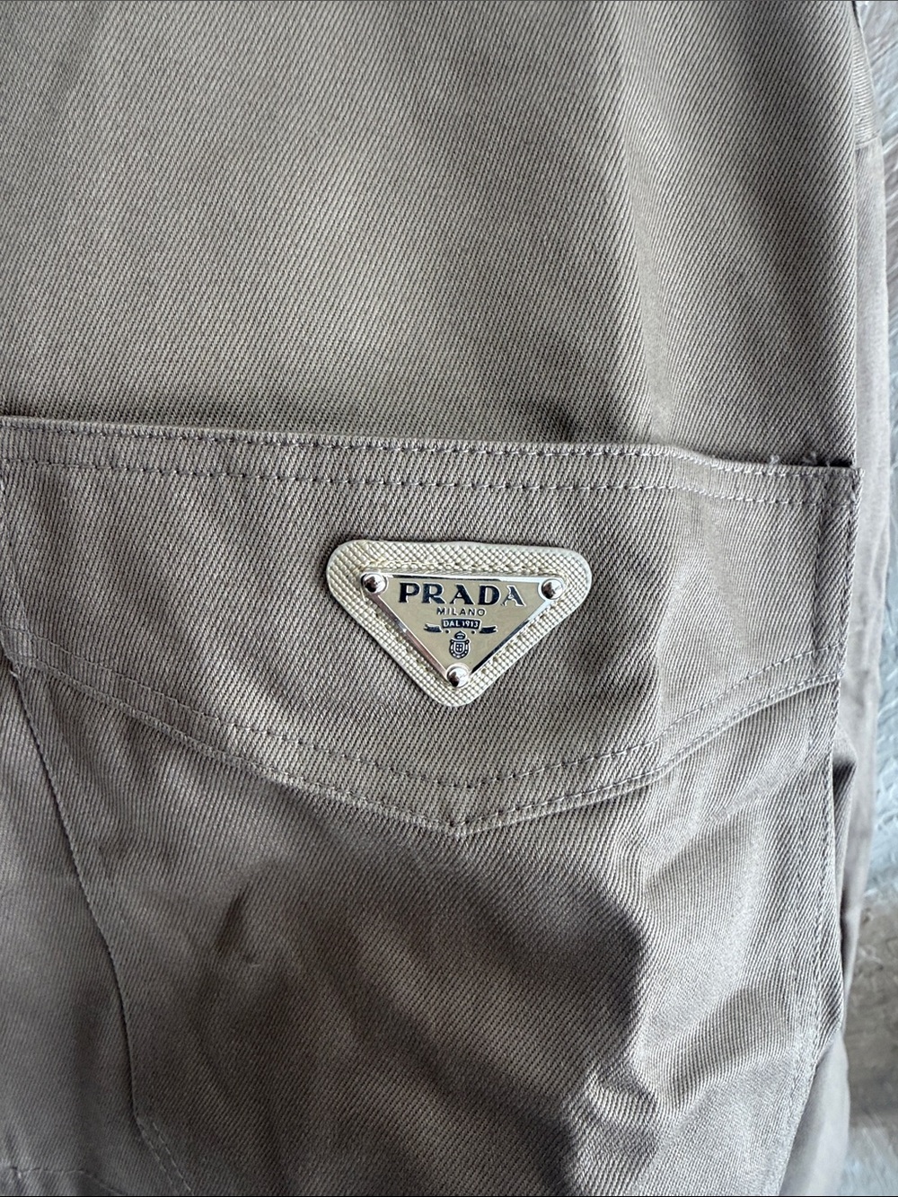 Prada Cropped Utility Jacket in Taupe Green - Picture 2 of 5